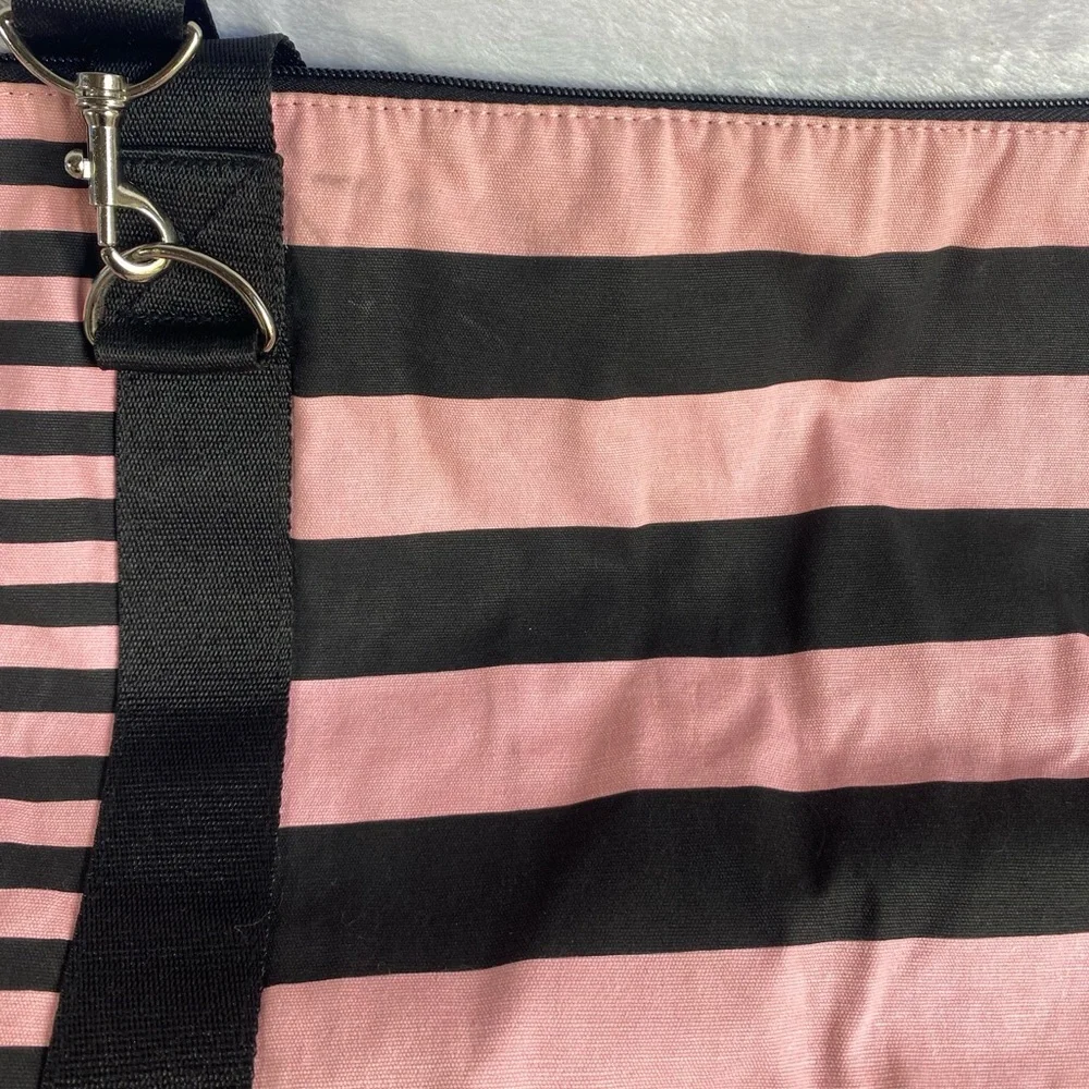 Victoria's Secret Weekenders Women's Pink Black Striped Duffle Bag - Picture 6 of 10